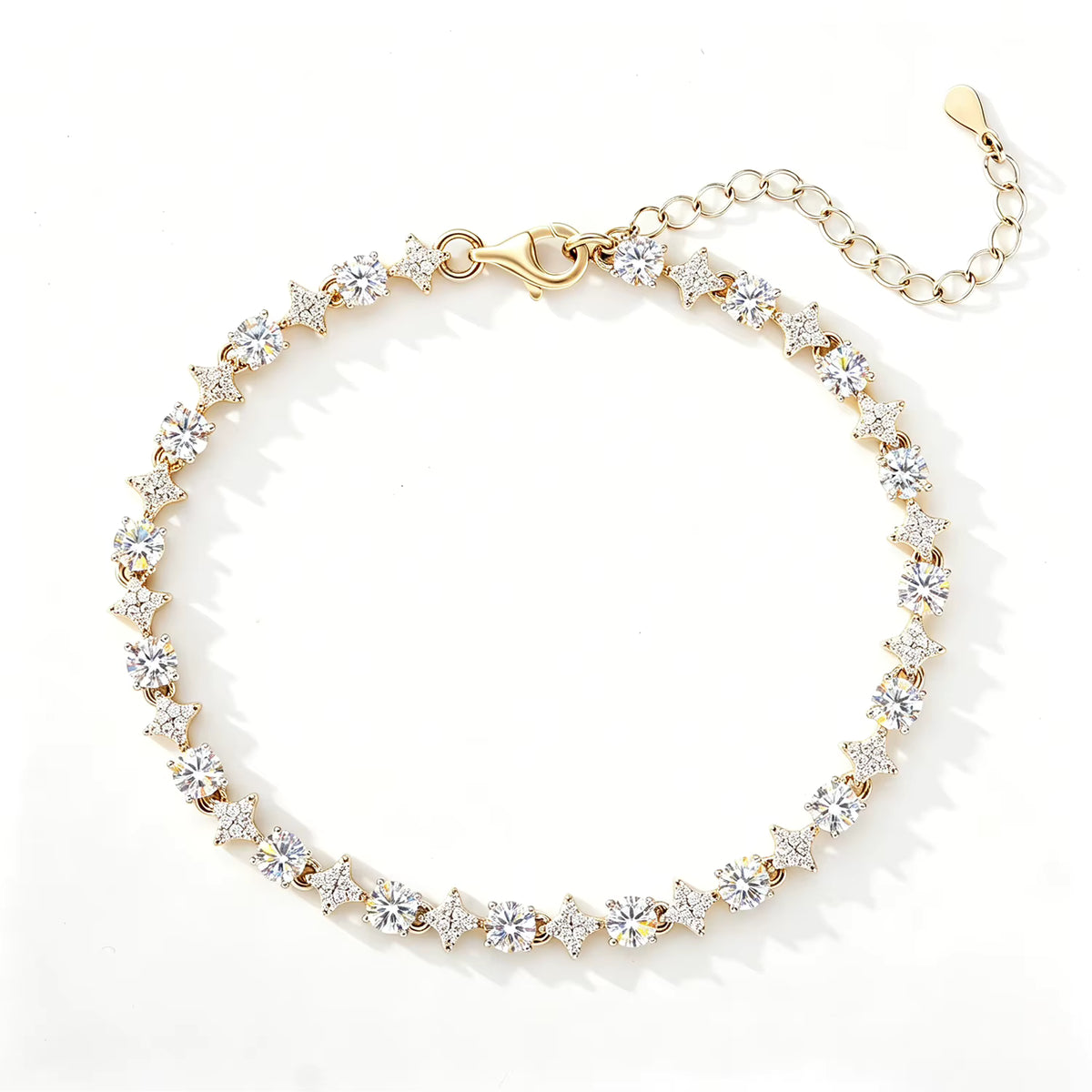 VVS1 D Moissanite Tennis Anklet | 18K Gold Plated | S925 Sterling Silver | GRA Certified