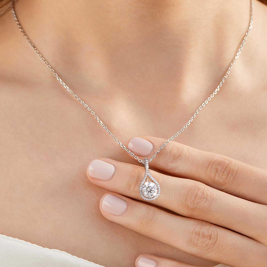 VVS1 Moissanite Teardrop Pendant Necklace | 18K Gold Plated | S925 Sterling Silver | GRA Certified
