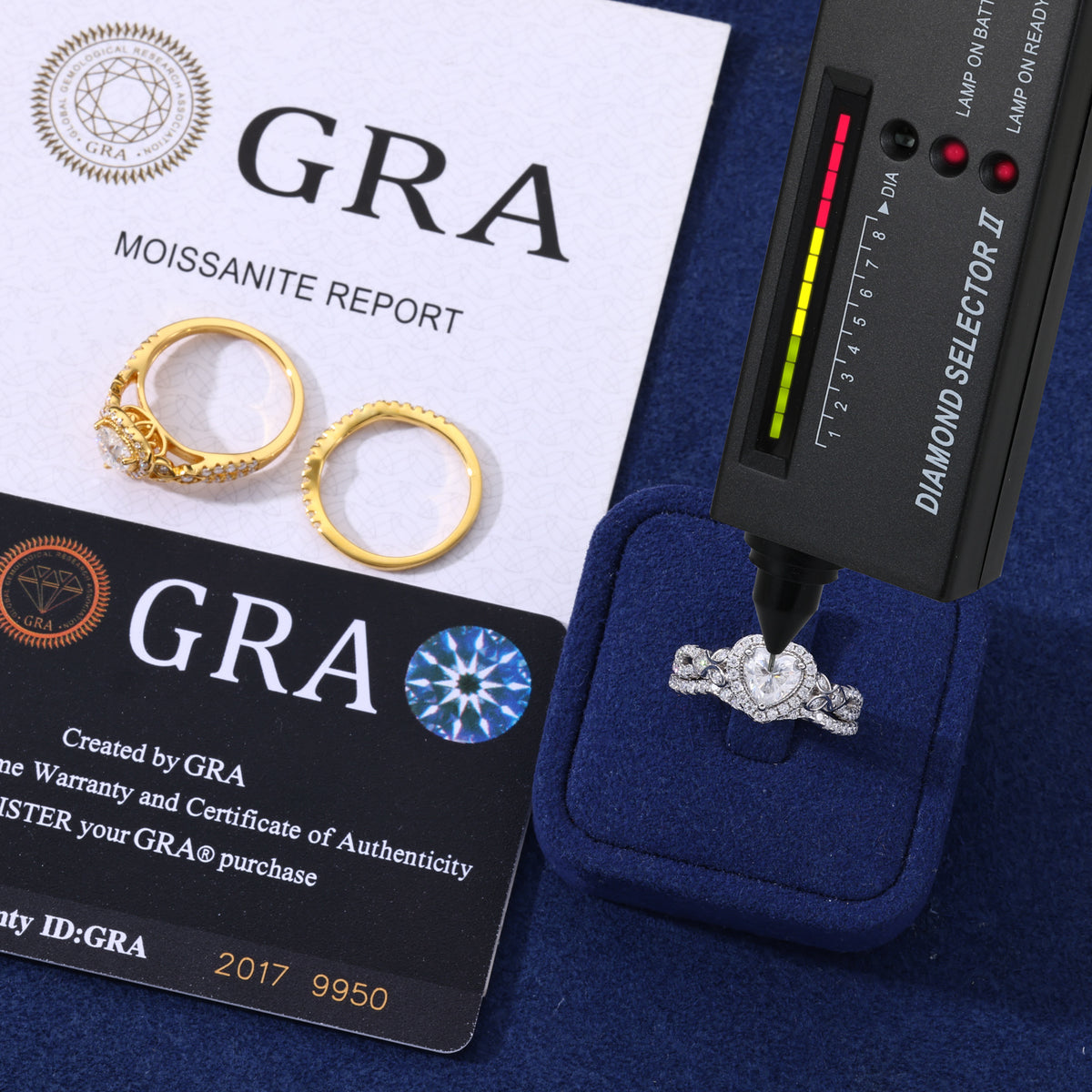 0.8 CT Heart Moissanite Ring Set – 18K Gold Plated Stackable Bands