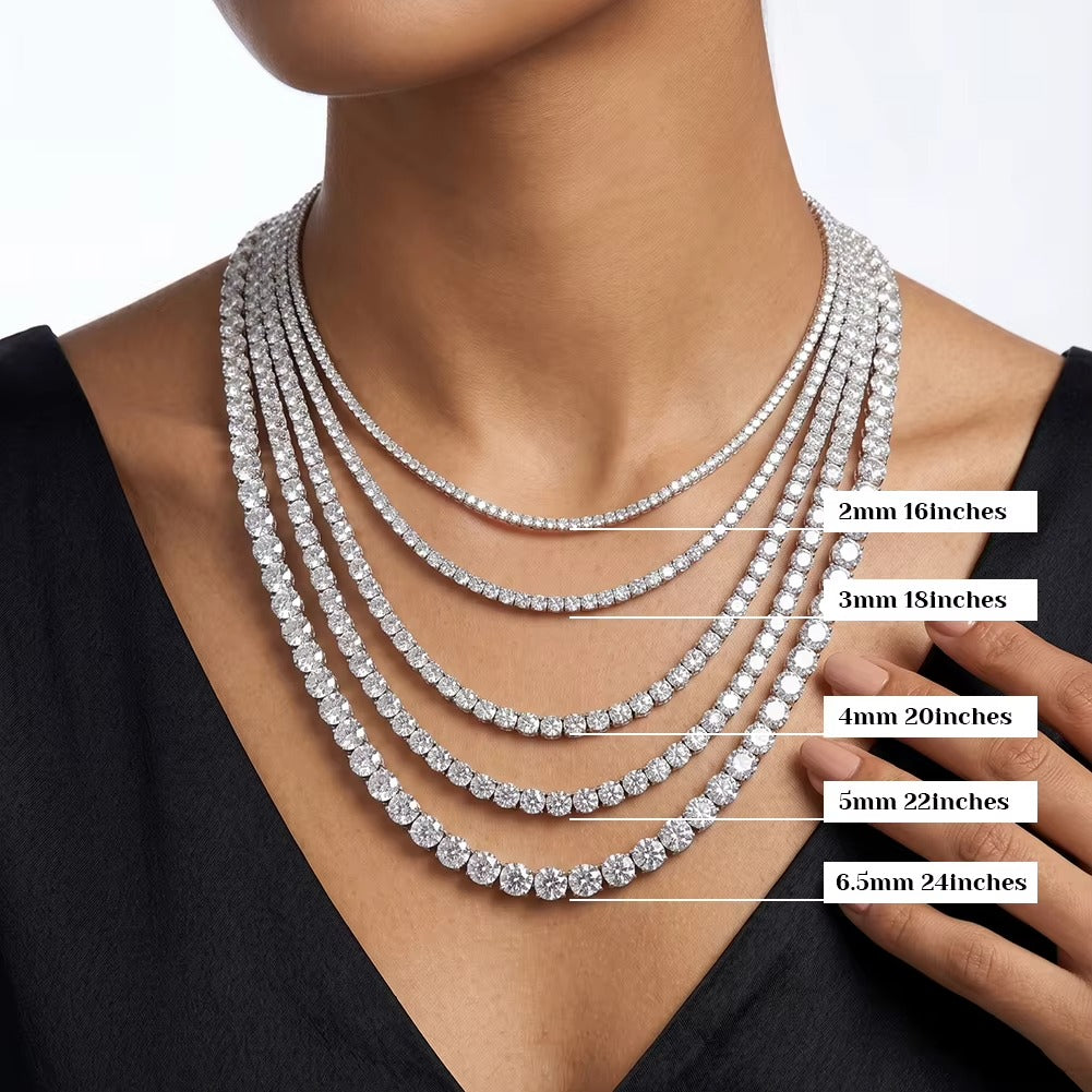 VVS1 D Moissanite Tennis Chain | 18K Gold Plated | S925 Sterling Silver | GRA Certified