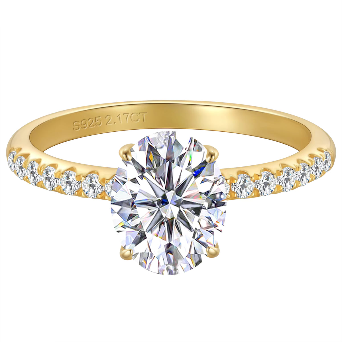 Test 1.5ct-2ct Oval Moissanite Ring in 18K Gold-Plated S925 Sterling Silver