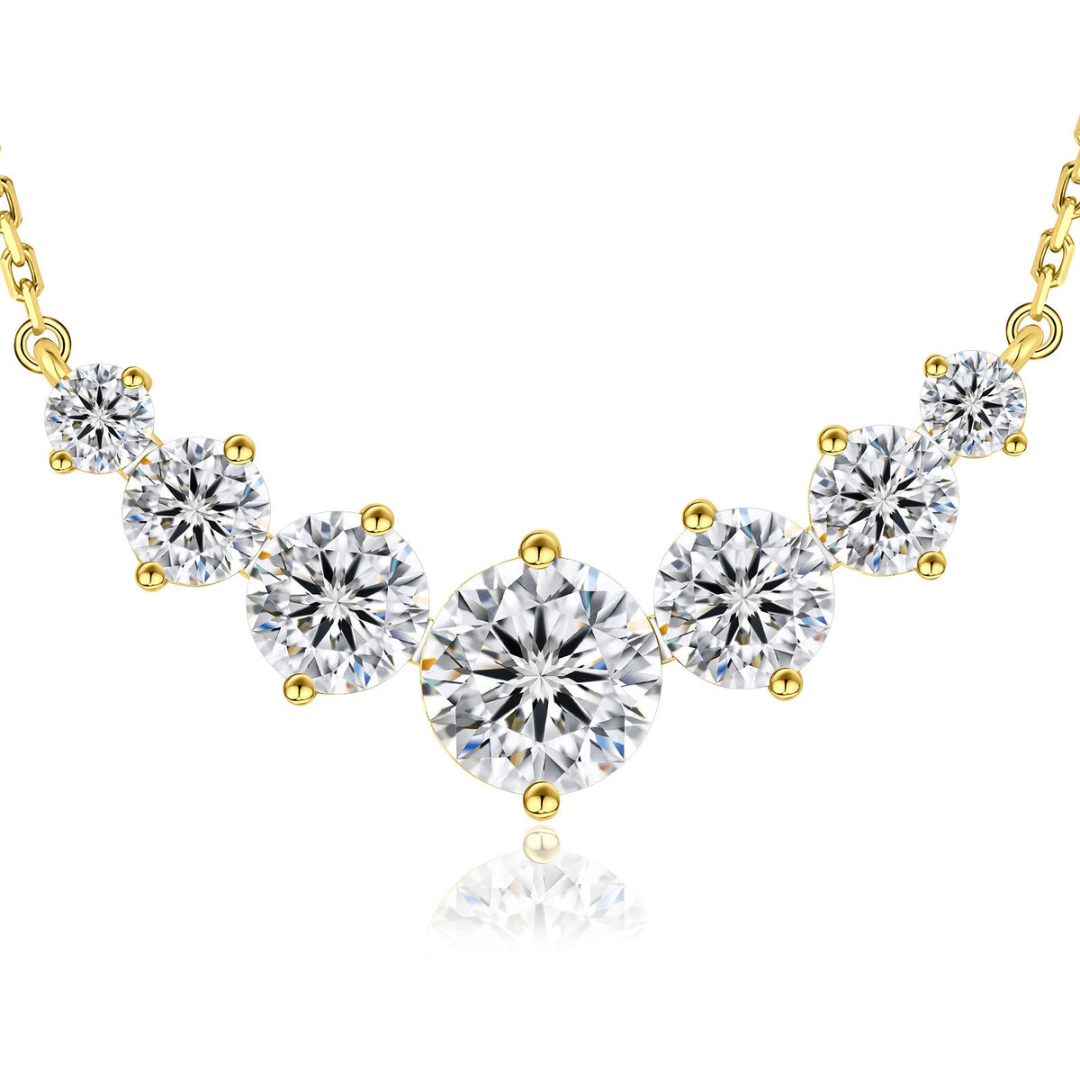 1.7ct to 5ct Moissanite Pendant Necklace in 18K Gold-Plated S925 Sterling Silver