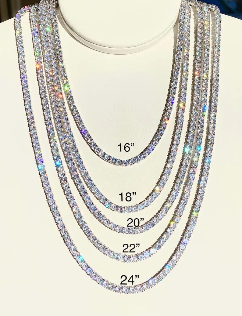 VVS1 D Moissanite Tennis Chain | 18K Gold Plated | S925 Sterling Silver | GRA Certified