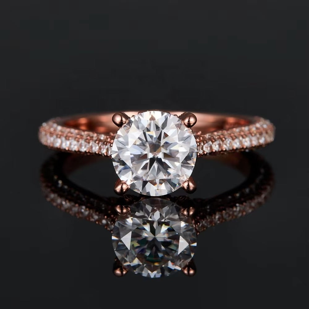 1 CT VVS1 Moissanite Solitaire Ring — 18K Rose Gold