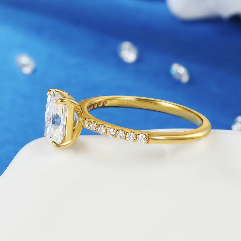 1.5ct 2ct Radiant Cut Moissanite Diamond Engagement Promise Ring for Women