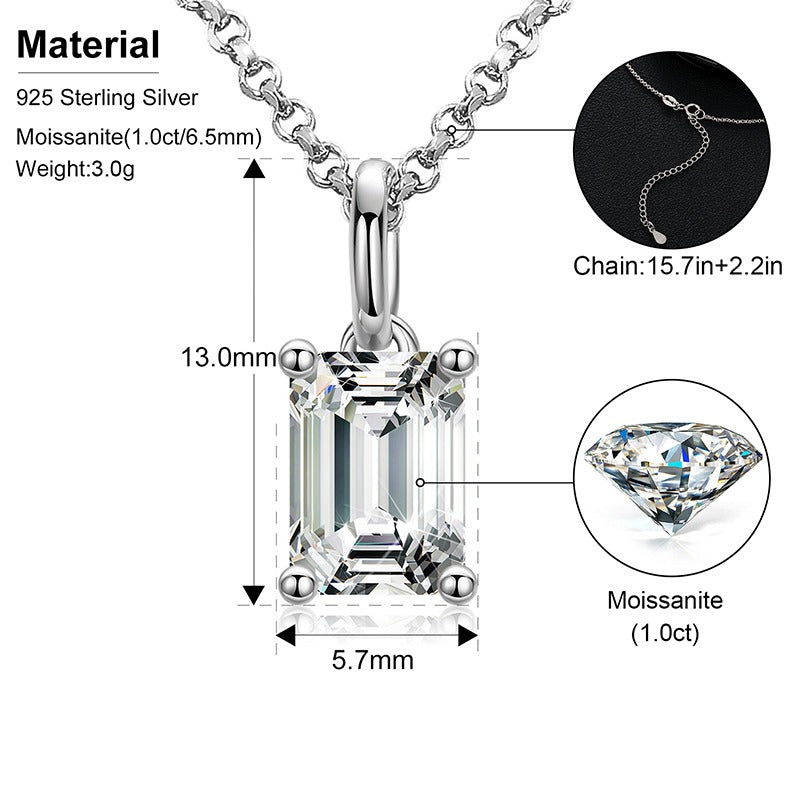 1.0ct D Color VVS1 Moissanite | 18K White Gold Plating over S925 Sterling Silver