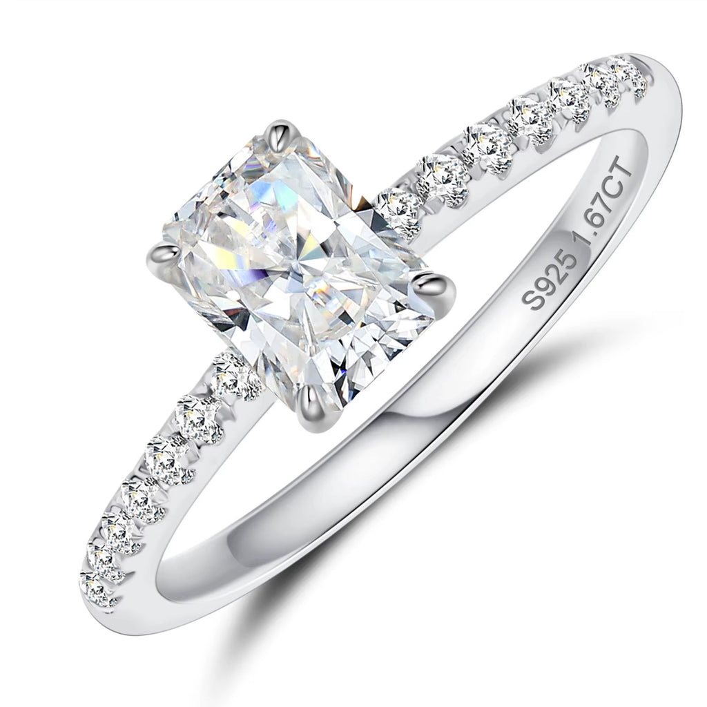 1.5ct 2ct Radiant Cut Moissanite Diamond Engagement Promise Ring for Women