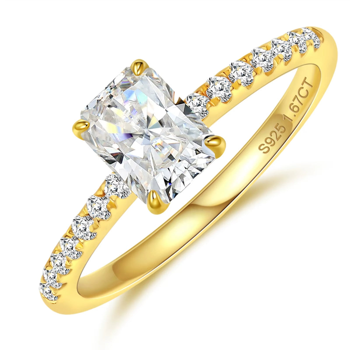 1.5ct 2ct Radiant Cut Moissanite Diamond Engagement Promise Ring for Women