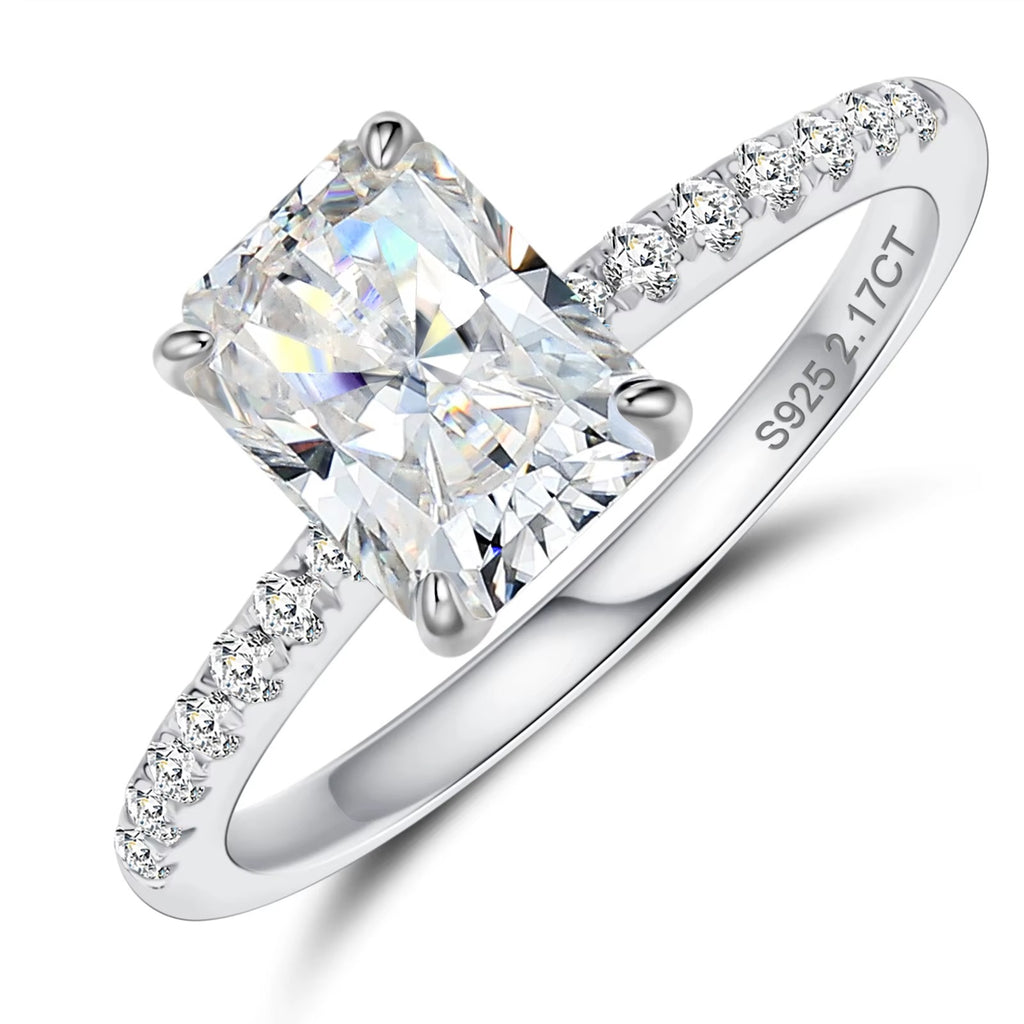 1.5ct 2ct Radiant Cut Moissanite Diamond Engagement Promise Ring for Women