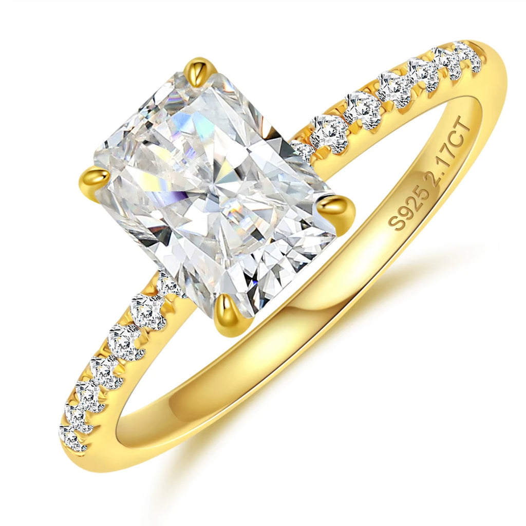 1.5ct 2ct Radiant Cut Moissanite Diamond Engagement Promise Ring for Women