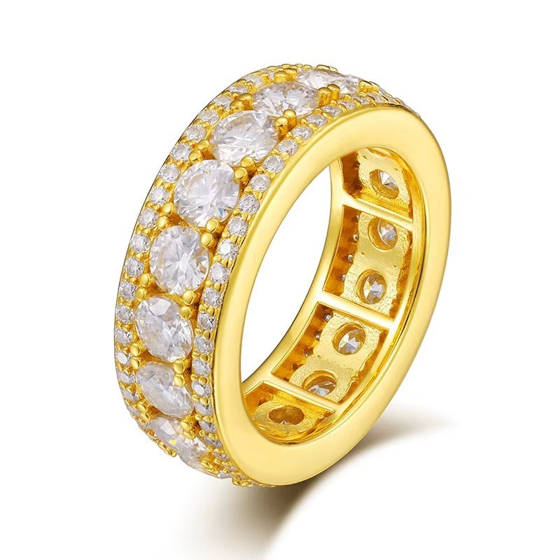 Mens VVS1 D Moissanite Band Ring | 8mm | 18K Gold Plated | S925 Sterling Silver | GRA Certified