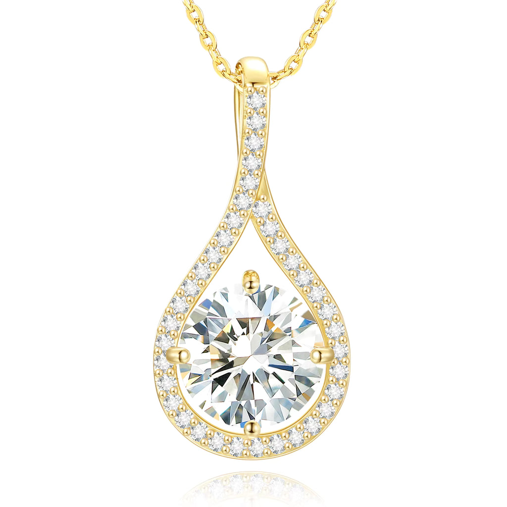 VVS1 Moissanite Teardrop Pendant Necklace | 18K Gold Plated | S925 Sterling Silver | GRA Certified