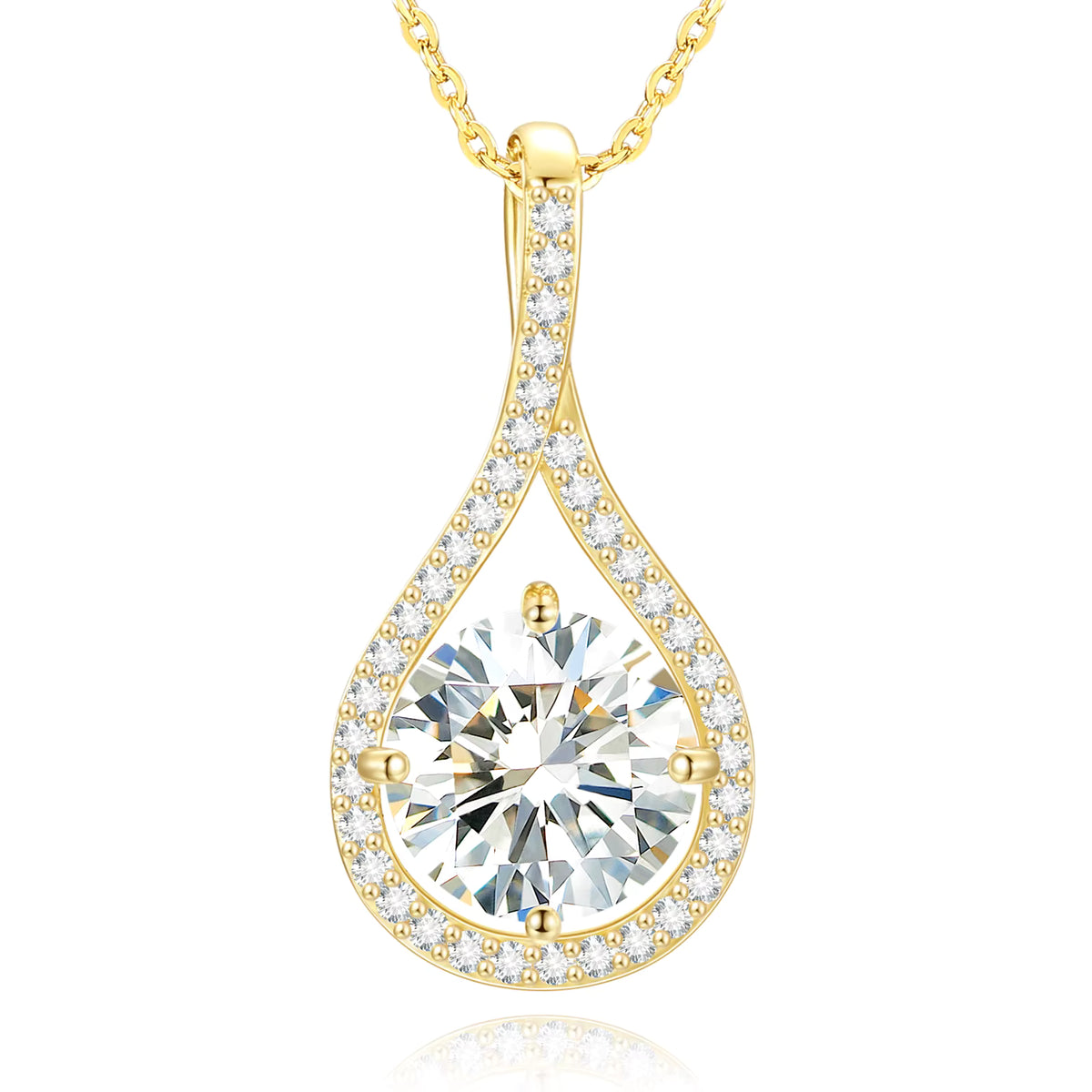 VVS1 Moissanite Teardrop Pendant Necklace | 18K Gold Plated | S925 Sterling Silver | GRA Certified